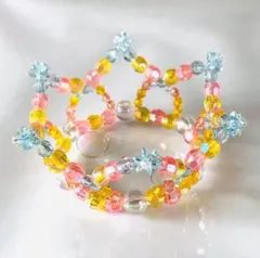 世界に一つ＊ミニミニビーズティアラ＊アメリカンポップ♪ブルーフラワー⭐︎ポジティブ