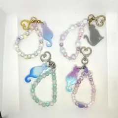 ビーズストラップ　レジン　4点セット