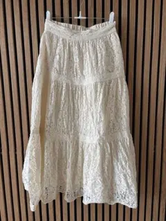 treat urself アイボリー レース ティアードロングスカート