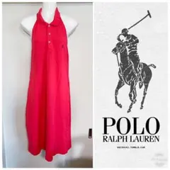 ラルフローレン　ワンピース　ポロシャツ　ノースリーブ　レッド　アメリカンスリーブ