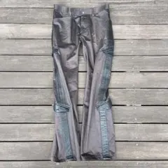 牛革　切り返し　ワークパンツ　ブラウン　ブラック　カーゴパンツ　y2k グランジ