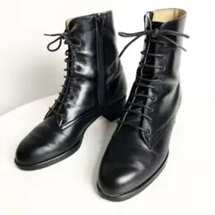 美品✨BARCLAY レースアップ サイドジップ ショートブーツ 23 黒