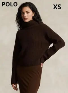 ポロラルフローレン　ダークブラウン カシミヤ混タートルネックセーター