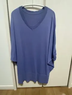 試着のみ7days Life Styling ＶネックチュニックブルーグレーLL
