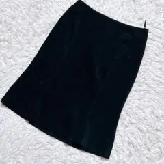 【c9292】✨美品✨INED 膝丈スカート　フレア　ベロア　黒のサムネイル