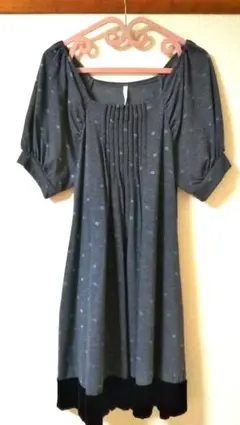 sunaokuwahara グレー ドット柄 半袖ワンピース