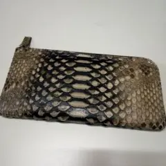 パイソンレザー逆染めL字型ファスナー長財布