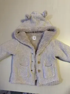 ベージュ フード付き ニットアウター