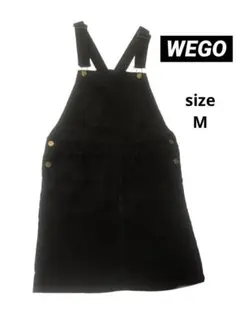 WEGO コーデュロイ ジャンスカ ミニ丈 サロペットスカート ブラック M