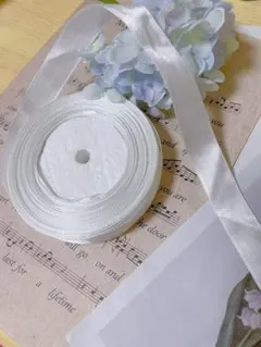 ホワイト色片面サテンリボン 19㎜幅