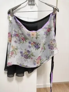 バレエ巻きスカート2枚組チャコット黒・花柄M サイズ