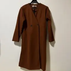 ブラウン ダブルボタン チェスターコート M