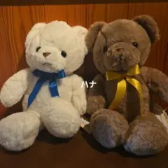 ファーリーベアぬいぐるみ 2体セット ホワイト ブラウンのサムネイル