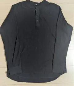 UNIQLO ユニクロ ロンT ブラック ワッフルヘンリーネックTシャツ