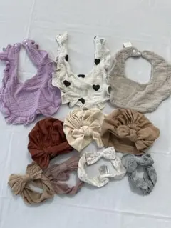 ベビースタイ、帽子セット