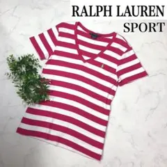 ラルフローレンスポーツのVネックボーダーカットソーXL