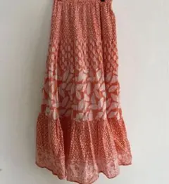値下げ SARA MALLIKA/リーフ柄 マキシ丈スカート:オレンジのサムネイル
