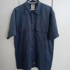Dickies ネイビー 半袖ワークシャツ M