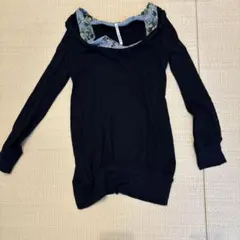 sunaokuwahara 花柄襟 長袖トップス 黒のサムネイル