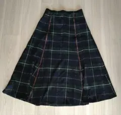 Dessin ダークグリーン チェック フレアスカート