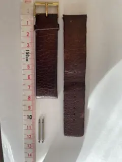 Skagen ダークブラウン レザー 時計バンド ゴールドバックル