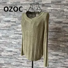 OZOC オリーブグリーン Vネック ニット 長袖