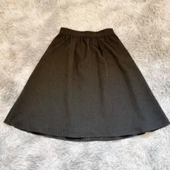 エニィスィス ひざ丈フレアスカート L ブラック 黒 ストライプ