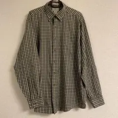 L.L.Bean グリーン系チェック柄 長袖シャツ L