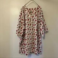 ナチュラルユニフォームス チュニック Vネック半袖 てんとう虫柄 3XL 白