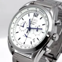 SEIKO セイコー クロノグラフ 6T63-00J0 クォーツ 白 革ベルト - メルカリ