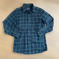 ユニクロ　グリーン系チェック 長袖シャツ L