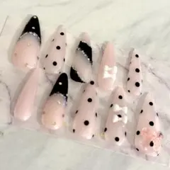 韓国風ワンホン　シアードット柄 ネイルチップ