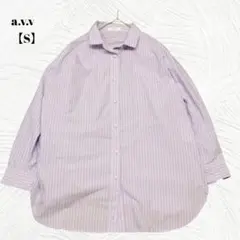美品✨️a.v.v　アー・ヴェ・ヴェ【S】ストライプシャツ　スタンドカラー風
