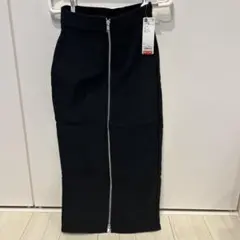 【新品未使用】GU 裏フリースフロントジップスカート Q ブラック S