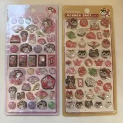 ボンボンドロップシール　舞妓&招き猫　和柄シール