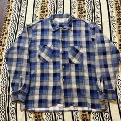 60s print flannel shirt シャドーチェック