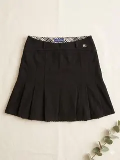 バーバリーブルーレーベル プリーツミニスカート ノバチェック 黒 36