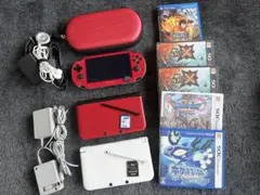 PSP本体、3DSLL本体2個（画面保護フィルムあり）、タッチペン他 まとめ売り