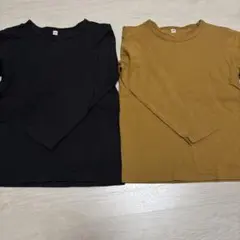 長袖Tシャツ　グレー　マスタード　2枚セット　色違い