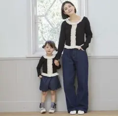 プティマイン リアン【親子リンク】レースフリルテレコ長袖Tシャツ❤︎2点セット