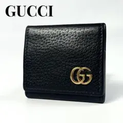 希少✨グッチ コインケース GGマーモント ロゴ金具 レザー ブラック