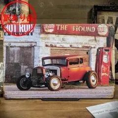 訳あり品〖ブリキ看板〗ホットロッド・デラックス / 自動車 / 20x30㎝