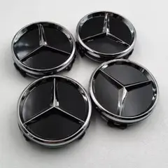 4個 メルセデスベンツ AMG ホイールセンターキャップ 75mm ブラック w