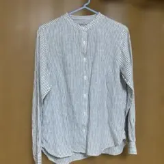 無印良品　ストライプ柄　長袖シャツ Mサイズ　麻100%