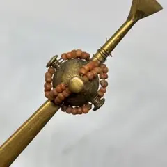 050207アンティーク 金工　彫金　金銀　珊瑚ビーズ　宝珠　かんざし