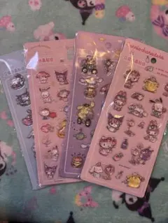 サンリオキャラクター 立体シール 硬いシール クリスタルシール 4枚セット