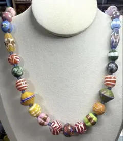 希少 美品 ベネチアンガラス ネックレス とんぼ玉 ヴィンテージ 全長約 