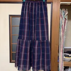 マカフィー　シルクコットン　チェック柄　スカート　34のサムネイル