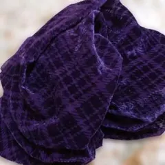 ★紫 チェック　 ベロア生地 透け感あり 112✕137cm‼️