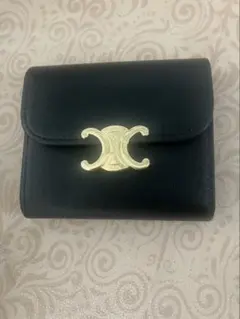 CELINE セリーヌ トリオンフ スモールウォレット ブラック レザーのサムネイル